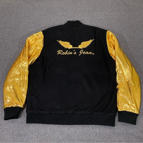 ROBIN'S JEAN VARSITY JACKET IN BLACK AND GOLD Size XL - Picture 7 of 8